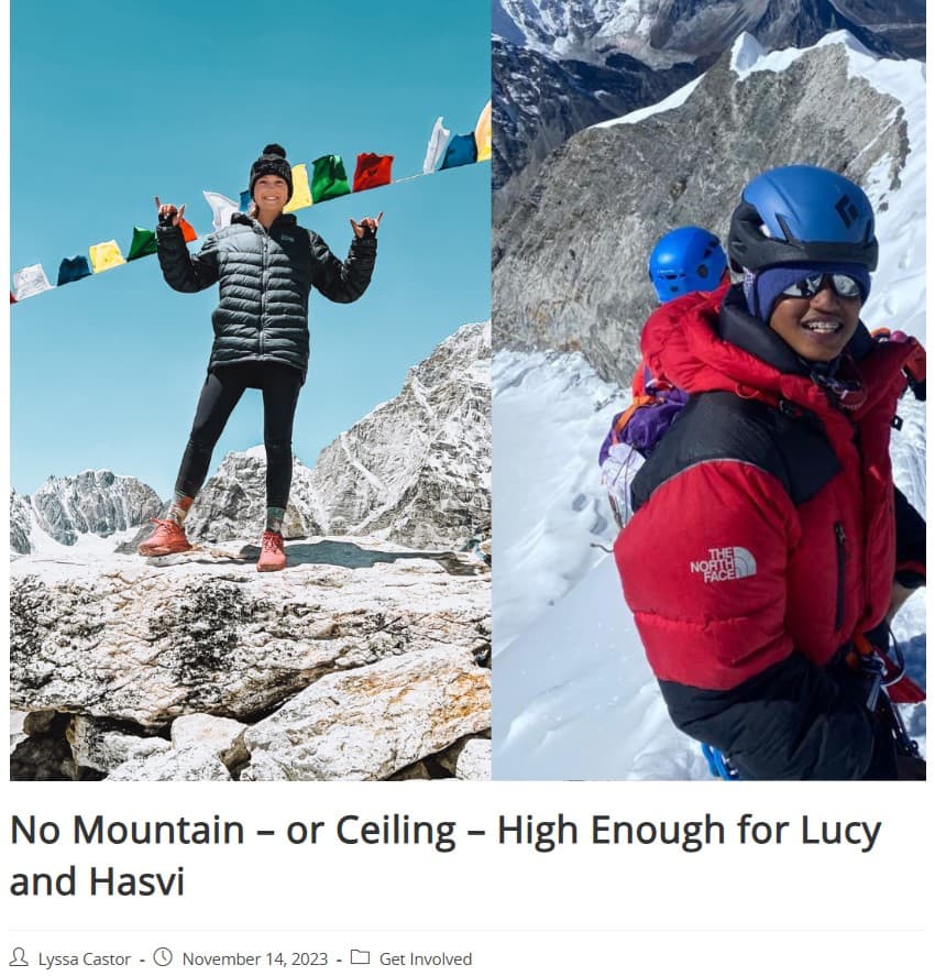 No Mountain or Ceiling High Enough for Lucy and Hasvi